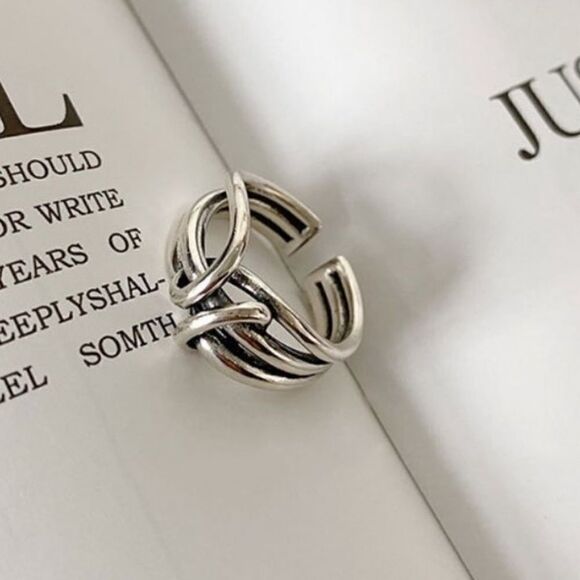 NEW 925 Sterling Silver Open Adjustable Ring Choice Weaved Knot or Wide Ring - Picture 9 of 16